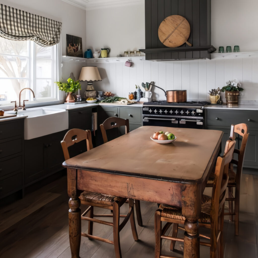 vintage kitchen design wooden table