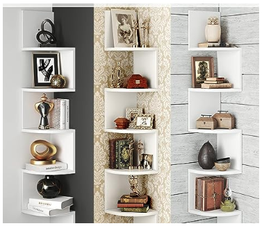 wall shelf about wooden corner frame