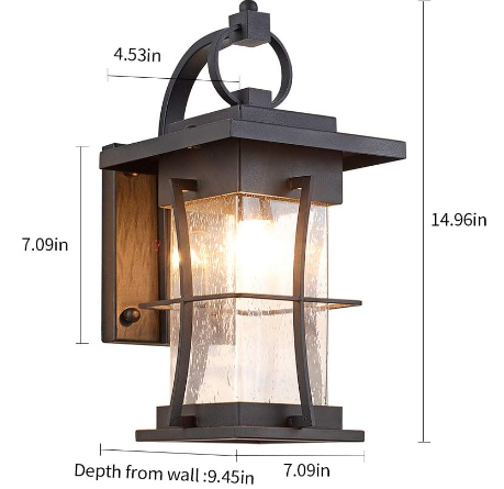 EERU waterproof outdoor wall light detail display