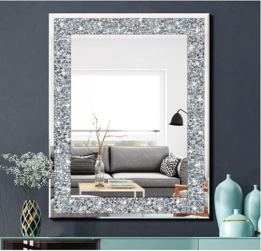 Wall Mirrors about Crystal Crush Diamond Silver Mirror