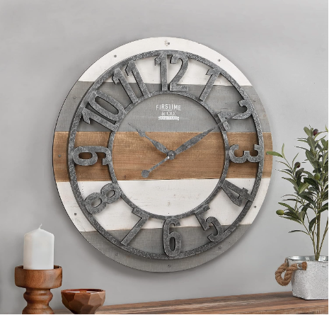 FirsTime & Co. Multicolor Shabby Planks Wall Clocks