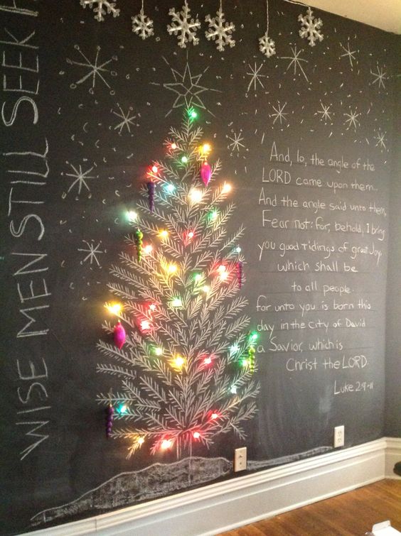 Seasonally changing chalkboard wall