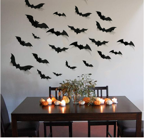 A group of resting Halloween bats