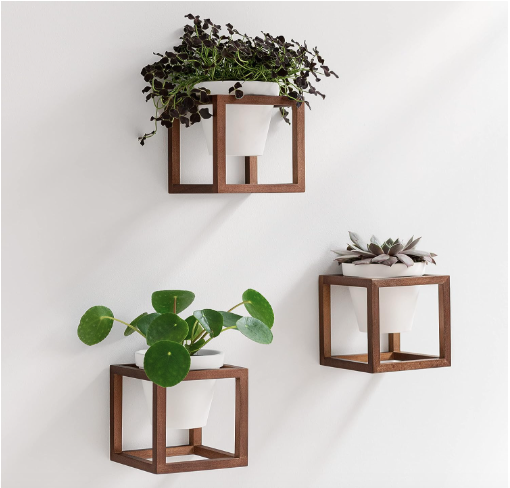 Solid wood frame hanging flower pot