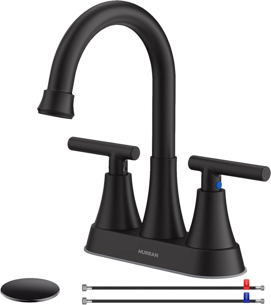 Hurran 4 inch Matte Black Bathroom Faucets